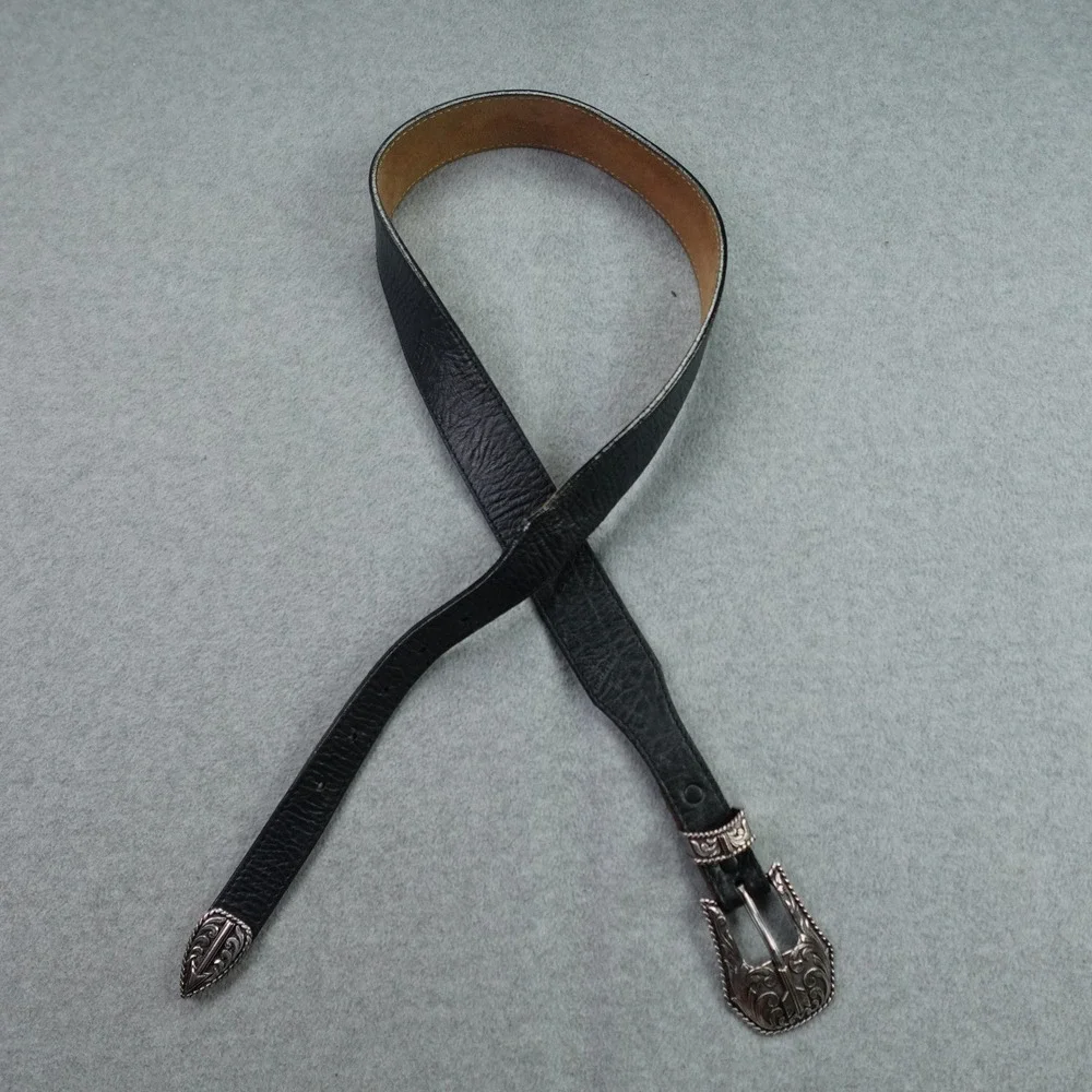 Justin Belt Mens 36 Black Western Leather Ranger C13743 Bison Cowboy USA Made